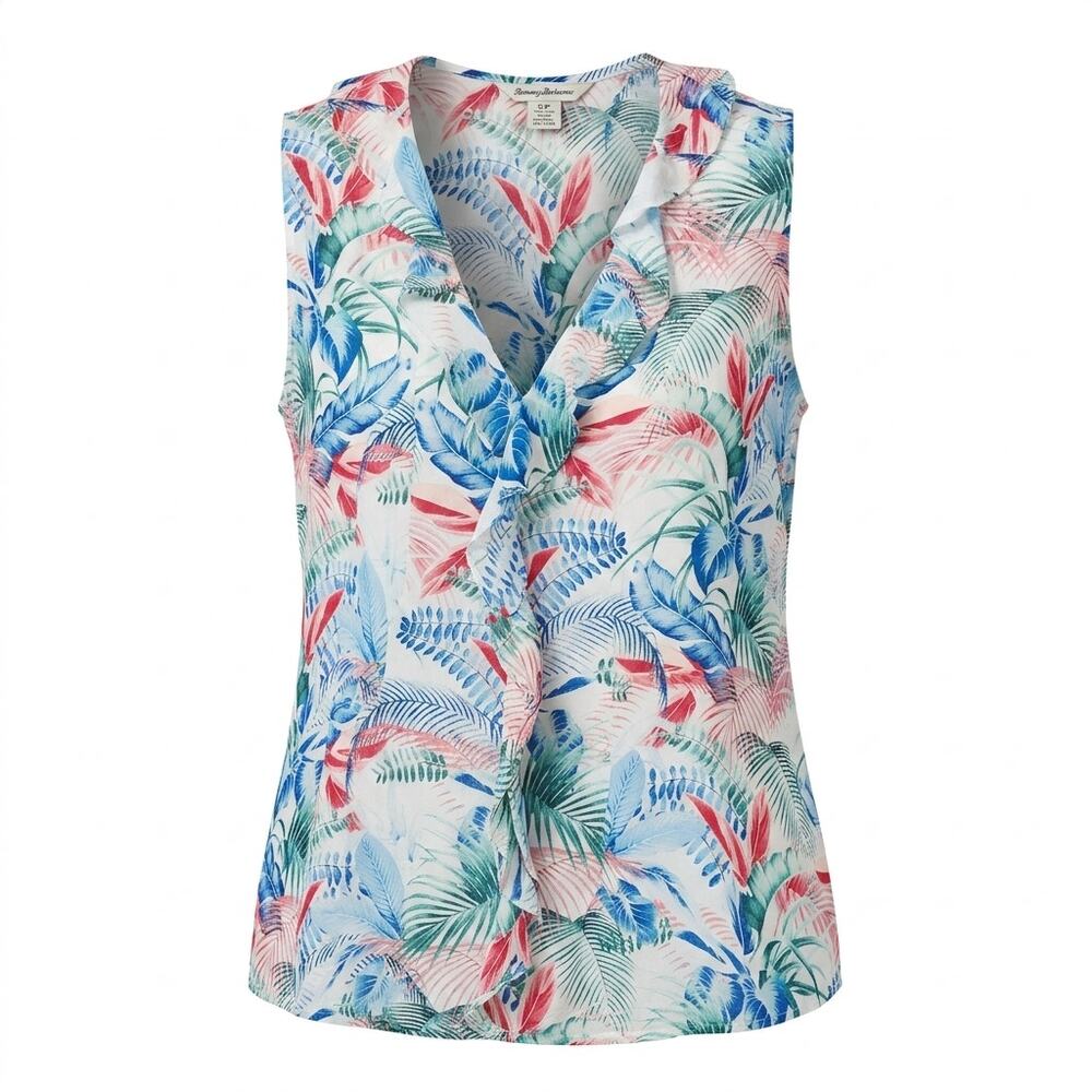 Tommy Bahama Silk Blend Multicolor Tropical Floral Blouse Women Size S